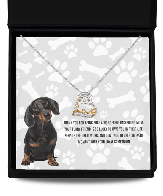 Dachshund Mom Love Dancing Necklace - Dog Mom Gifts For Women Birthday Christmas Mother's Day Gift Necklace For Dachshund Dog Lover