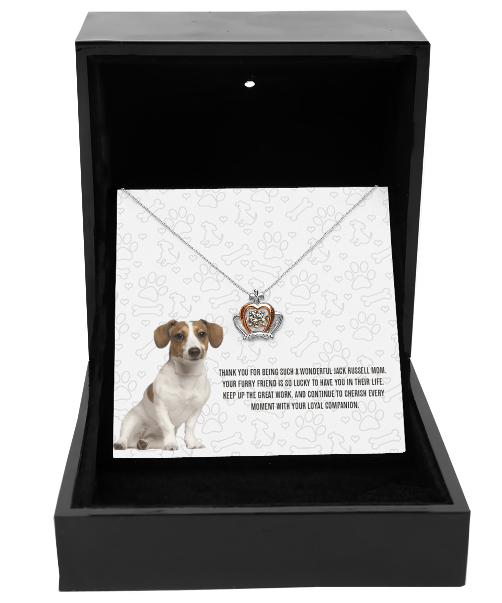 Jack Russell Mom Crown Pendant Necklace - Dog Mom Gifts For Women Birthday Christmas Mother's Day Gift Necklace For Jack Russell Dog Lover