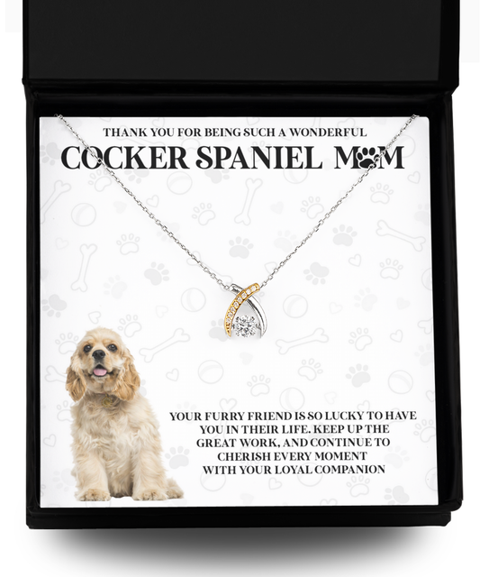 Cocker Spaniel Mom Wishbone Dancing Necklace - Dog Mom Gifts For Women Birthday Christmas Mother's Day Gift Necklace For Cocker Spaniel Dog Lover