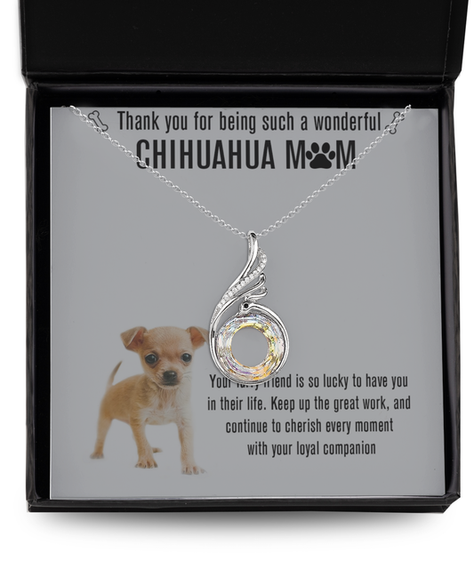 Chihuahua Mom Rising Phoenix Necklace - Dog Mom Gifts For Women Birthday Christmas Mother's Day Gift Necklace For Chihuahua Dog Lover