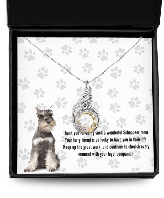 Schnauzer Mom Rising Phoenix Necklace - Dog Mom Gifts For Women Birthday Christmas Mother's Day Gift Necklace For Schnauzer Dog Lover