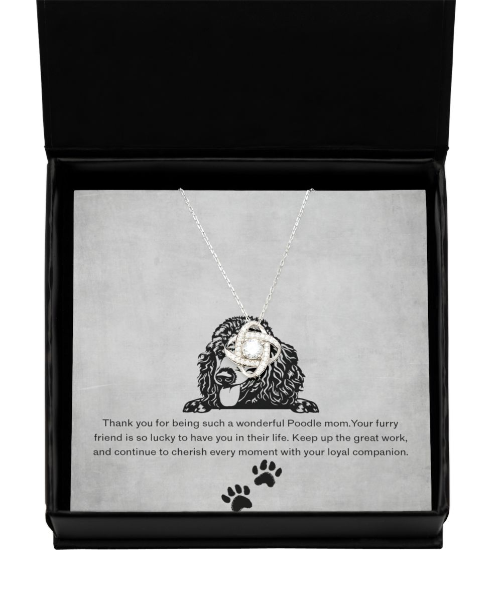 Poodle Mom Love Knot Silver Necklace - Dog Mom Jewelry Gifts Necklace For Women Birthday Christmas Mother's Day Gift For Poodle Dog Lover