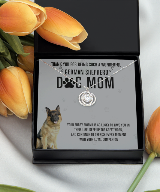 German Shepherd Dog Mom Double Crystal Circle Necklace - A Birthday Christmas Mothers Day Necklace Gift For Women German Shepherd Dog Lover