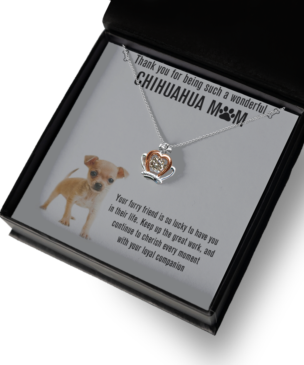 Chihuahua Mom Crown Pendant Necklace - Dog Mom Gifts For Women Birthday Christmas Mother's Day Gift Necklace For Chihuahua Dog Lover
