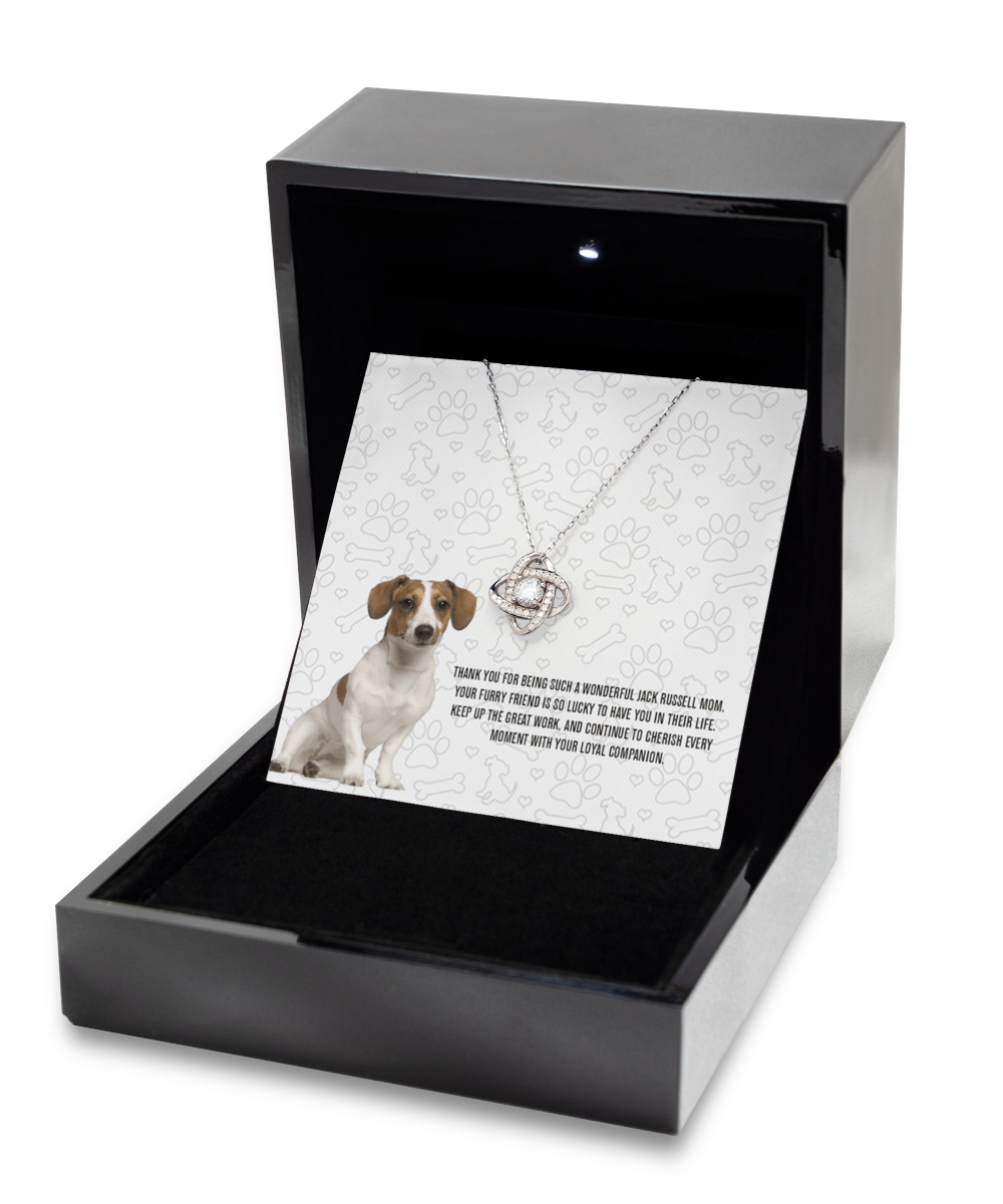 Jack Russell Mom Love Knot Silver Necklace - Dog Mom Necklace Gifts For Women Birthday Christmas Mother's Day Gift For Jack Russell Dog Lover