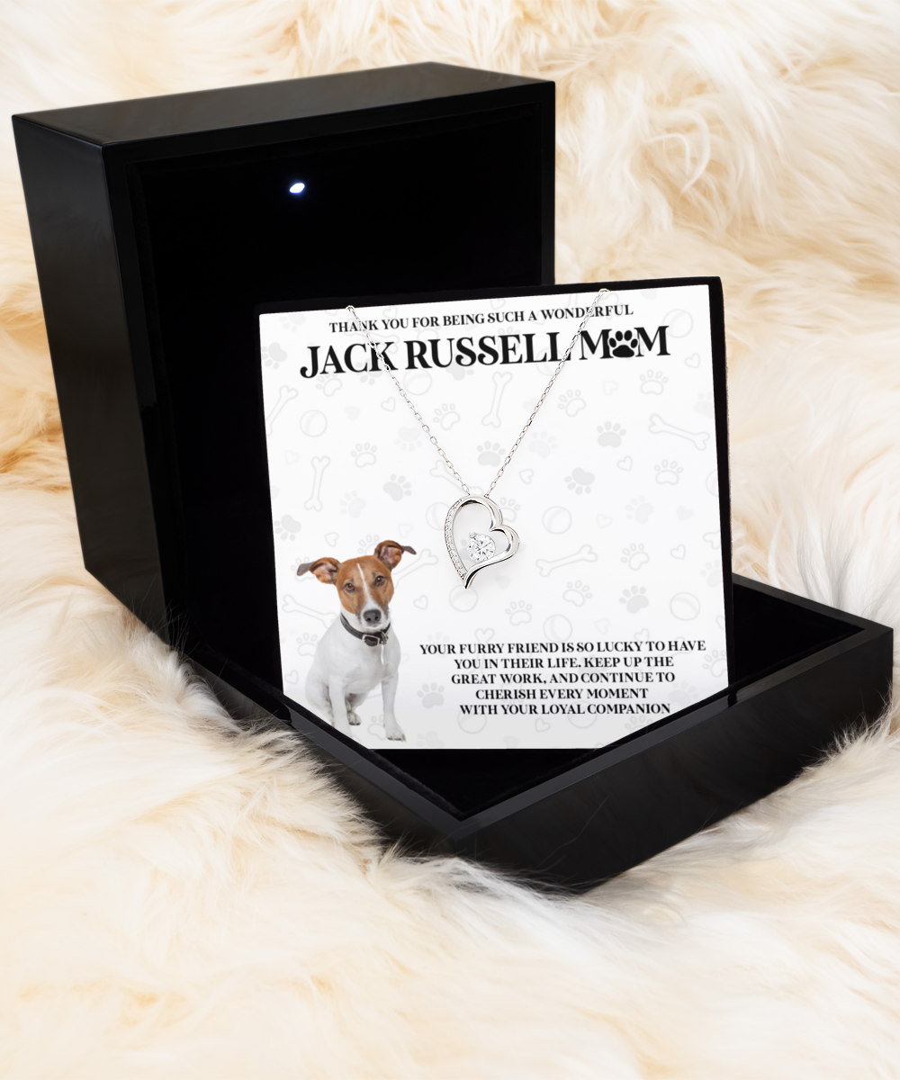 Jack Russell Mom Solitaire Crystal Necklace - Dog Mom Gifts Necklace For Women Birthday Mother's Day Gift For Jack Russell Dog Lover