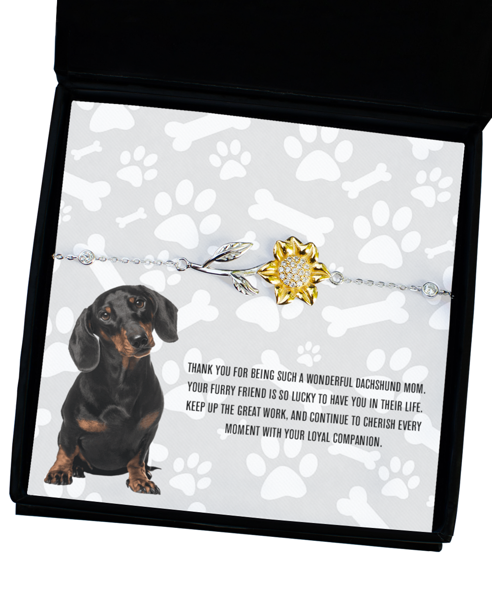 Dachshund Mom Sunflower Bracelet - Dog Mom Gifts For Women Birthday Christmas Mother's Day Jewelry Gift For Dachshund Dog Lover