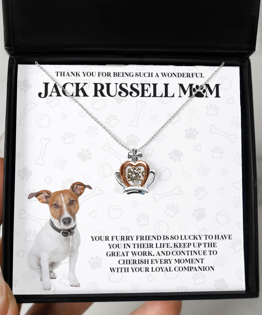 Jack Russell Mom Crown Pendant Necklace - Dog Mom Gifts For Women Birthday Christmas Mother's Day Gift Necklace For Jack Russell Dog Lover