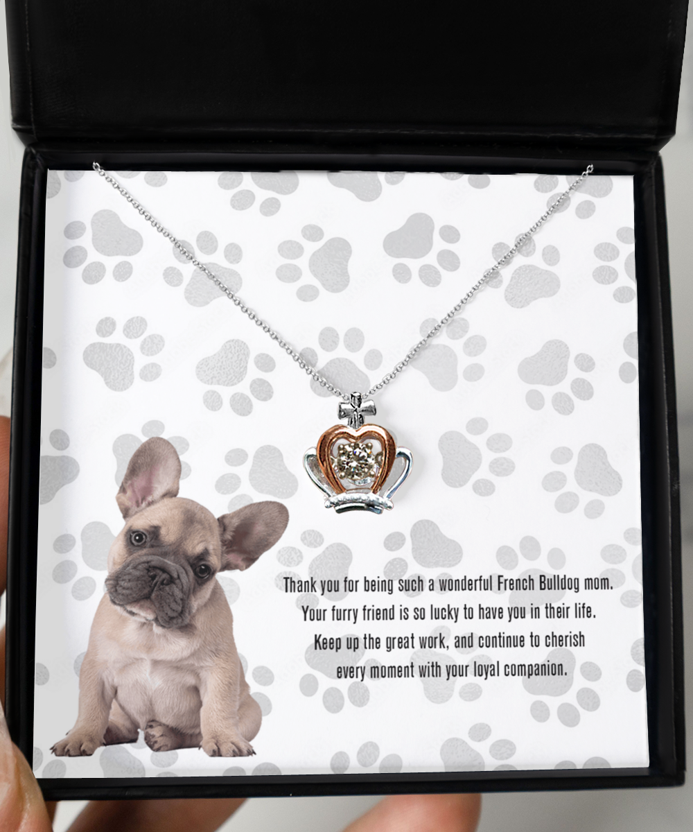 French Bulldog Mom Crown Pendant Necklace - Dog Mom Gifts For Women Birthday Christmas Mother's Day Gift Necklace For French Bulldog Dog Lover