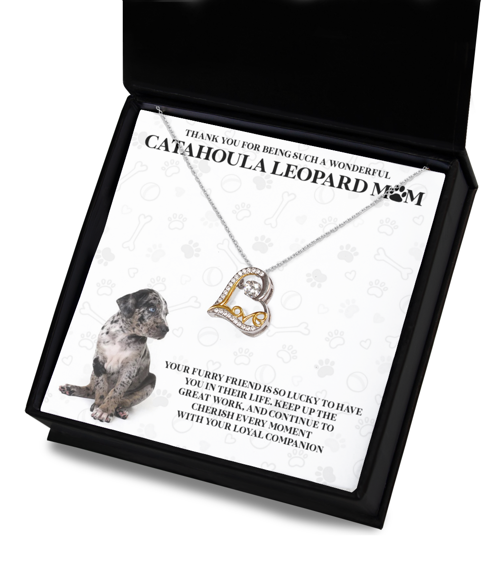Catahoula Leopard Mom Love Dancing Necklace - Dog Mom Gifts For Women Birthday Christmas Mother's Day Gift Necklace For Catahoula Leopard Dog Lover