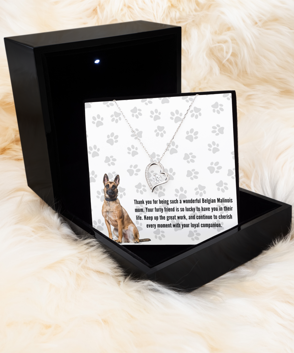 Belgian Malinois Mom Solitaire Crystal Necklace - Dog Mom Jewelry Gifts Necklace For Women Birthday Christmas Mother's Day Gift For Belgian Malinois Dog Lover