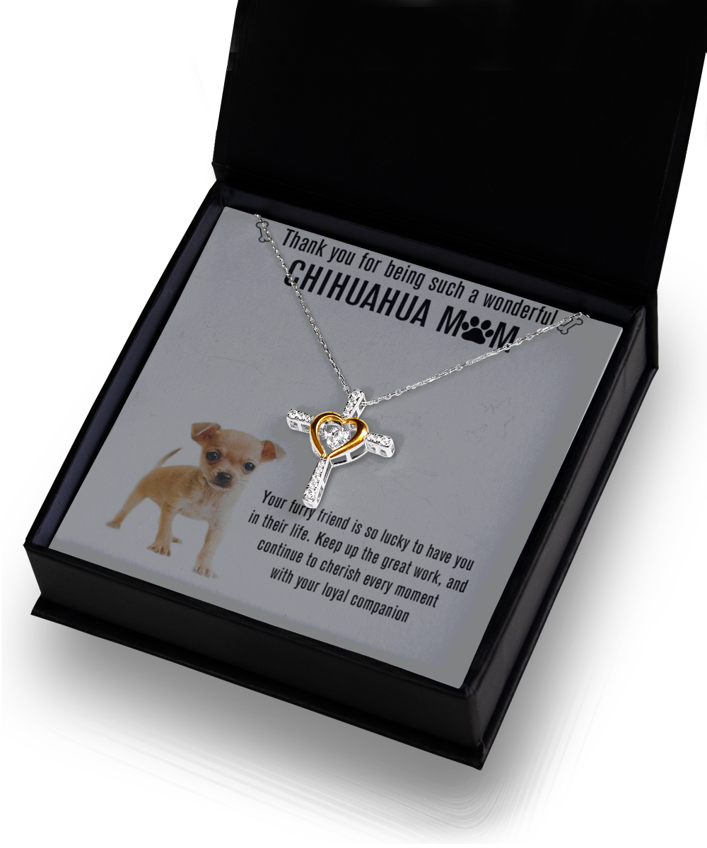 Chihuahua Mom Cross Dancing Necklace - Dog Mom Gifts For Women Birthday Christmas Mother's Day Gift Necklace For Chihuahua Dog Lover