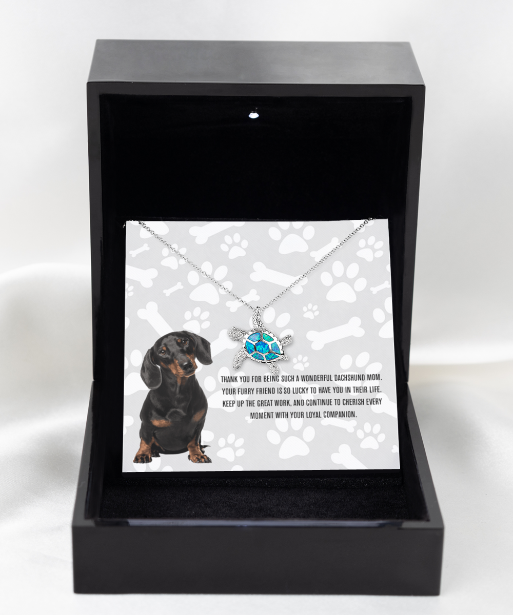 Dachshund Mom Opal Turtle Necklace - Dog Mom Gifts For Women Birthday Christmas Mother's Day Gift Necklace For Dachshund Dog Lover