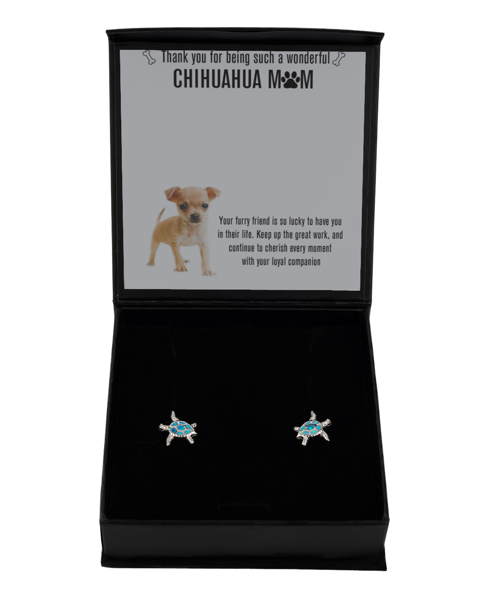 Chihuahua Mom Opal Turtle Earrings - Dog Mom Gifts For Women Birthday Christmas Mother's Day Jewelry Gift For Chihuahua Dog Lover