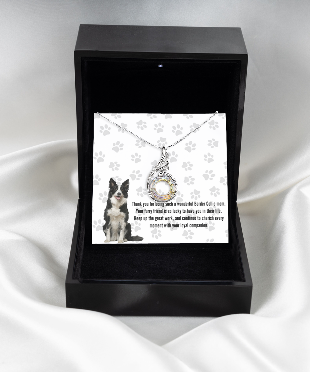 Border Collie Mom Rising Phoenix Necklace - Dog Mom Gifts For Women Birthday Christmas Mother's Day Gift Necklace For Border Collie Dog Lover