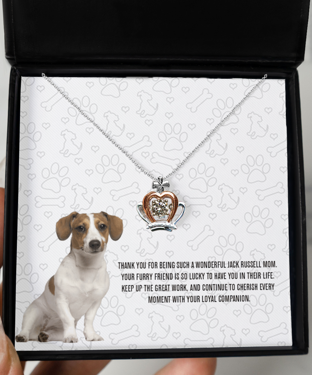 Jack Russell Mom Crown Pendant Necklace - Dog Mom Gifts For Women Birthday Christmas Mother's Day Gift Necklace For Jack Russell Dog Lover