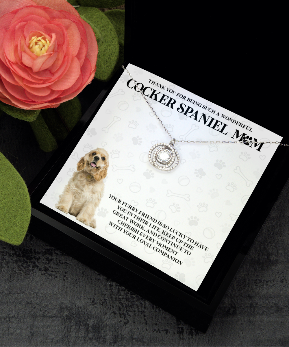 Cocker Spaniel Mom Double Crystal Circle Necklace - Dog Mom Gifts Necklace For Women Birthday Christmas Mother's Day Gift For Cocker Spaniel Dog Lover