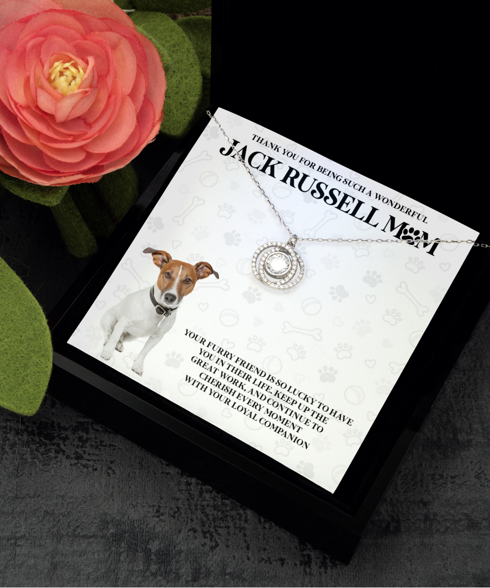 Jack Russell Mom Double Crystal Circle Necklace - Dog Mom Gifts Necklace For Women Birthday Mother's Day Gift For Jack Russell Dog Lover
