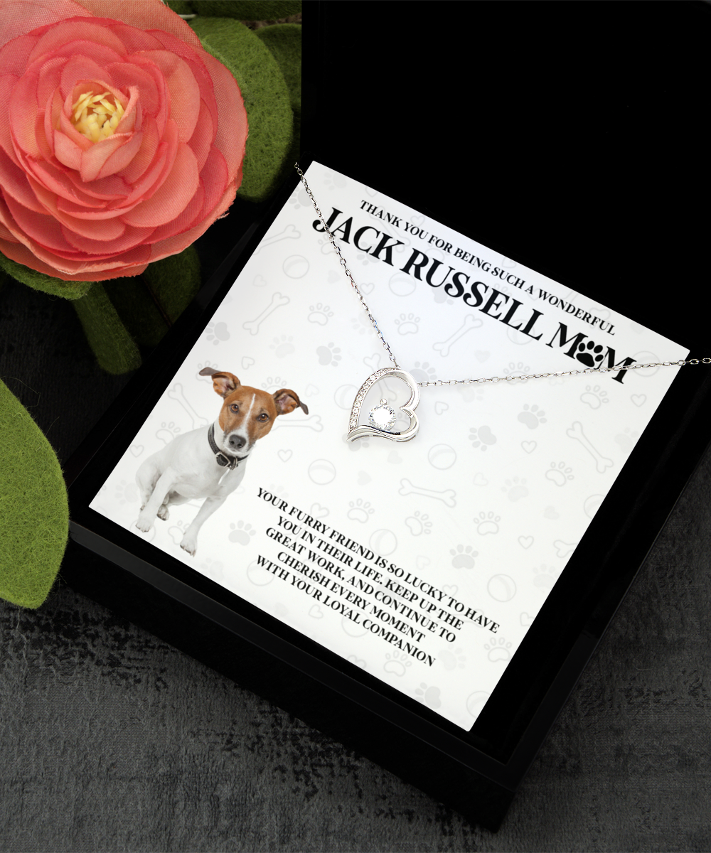 Jack Russell Mom Solitaire Crystal Necklace - Dog Mom Gifts Necklace For Women Birthday Mother's Day Gift For Jack Russell Dog Lover