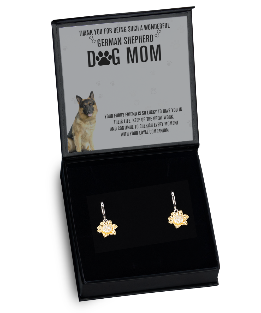German Shepherd Mom Sunflower Earrings - Dog Mom Gifts For Women Birthday Christmas Mother's Day Jewelry Gift For German Shepherd Dog Lover
