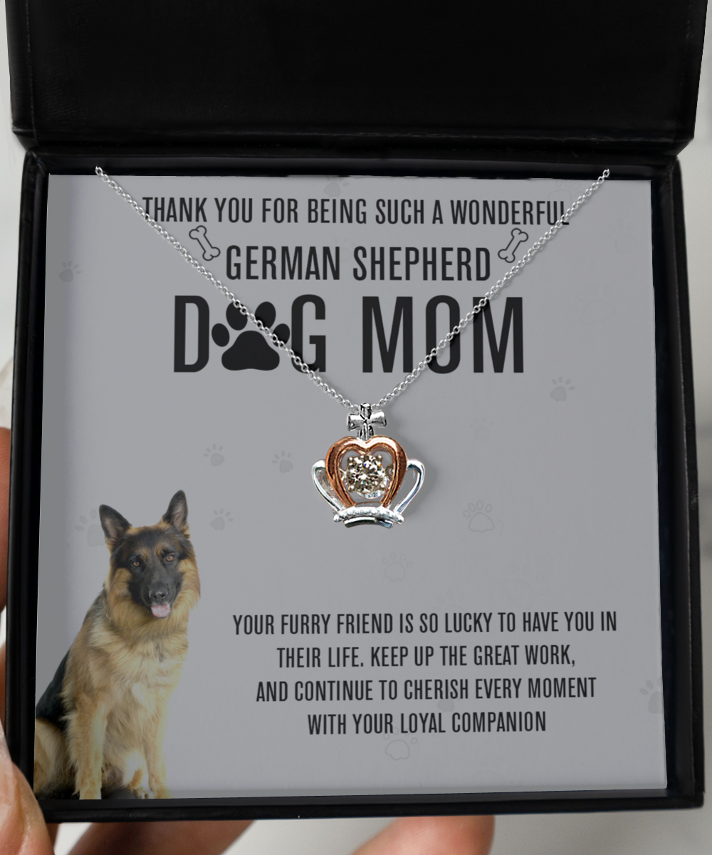 German Shepherd Mom Crown Pendant Necklace - Dog Mom Gifts For Women Birthday Christmas Mother's Day Gift Necklace For German Shepherd Dog Lover