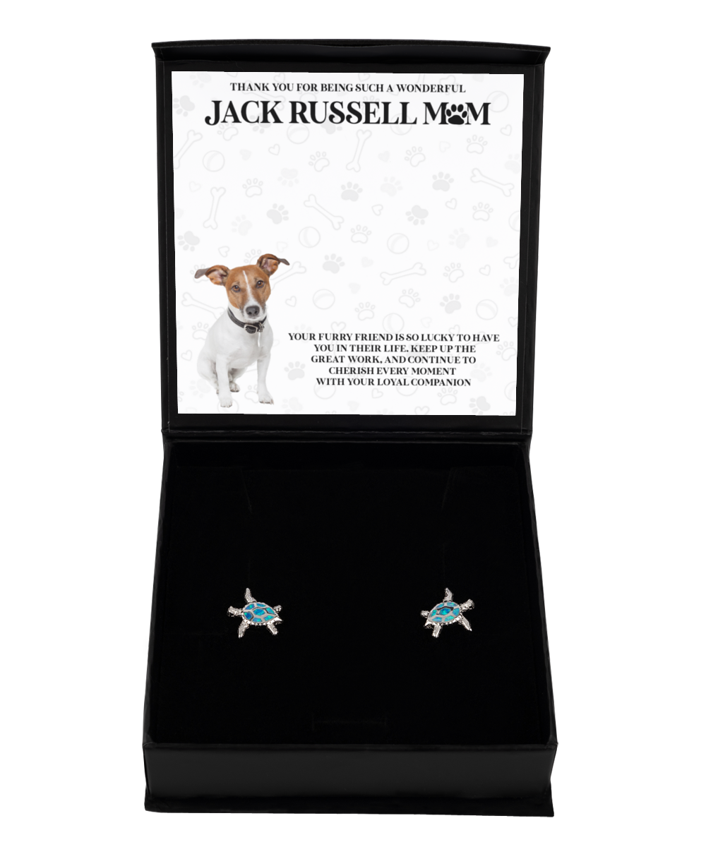 Jack Russell Mom Opal Turtle Earrings - Dog Mom Gifts For Women Birthday Christmas Mother's Day Jewelry Gift For Jack Russell Dog Lover