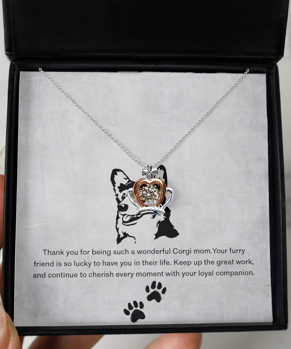 Corgi Mom Crown Pendant Necklace - Dog Mom Gifts For Women Birthday Christmas Mother's Day Gift Necklace For Corgi Dog Lover