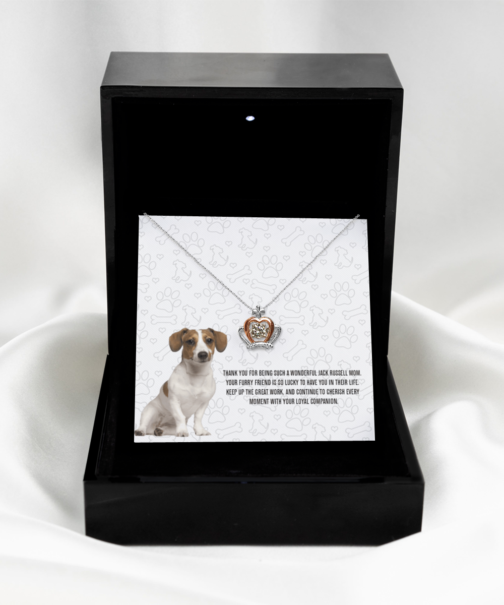 Jack Russell Mom Crown Pendant Necklace - Dog Mom Gifts For Women Birthday Christmas Mother's Day Gift Necklace For Jack Russell Dog Lover