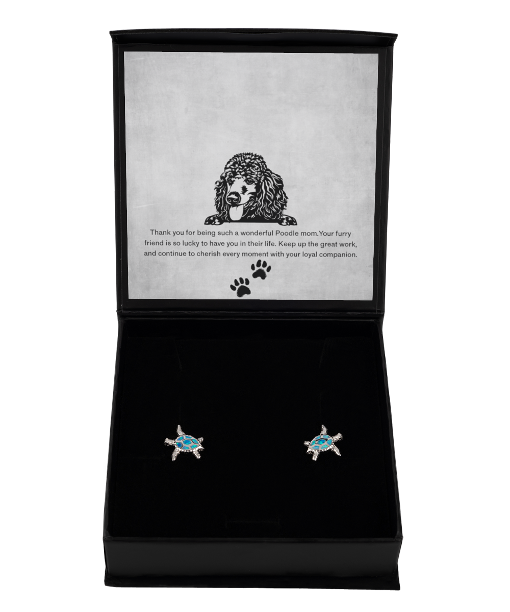 Poodle Mom Opal Turtle Earrings - Dog Mom Gifts For Women Birthday Christmas Mother's Day Jewelry Gift For Poodle Dog Lover