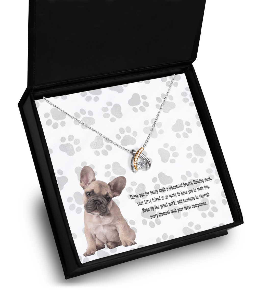 French Bulldog Mom Wishbone Dancing Necklace - Dog Mom Gifts For Women Birthday Christmas Mother's Day Gift Necklace For French Bulldog Dog Lover