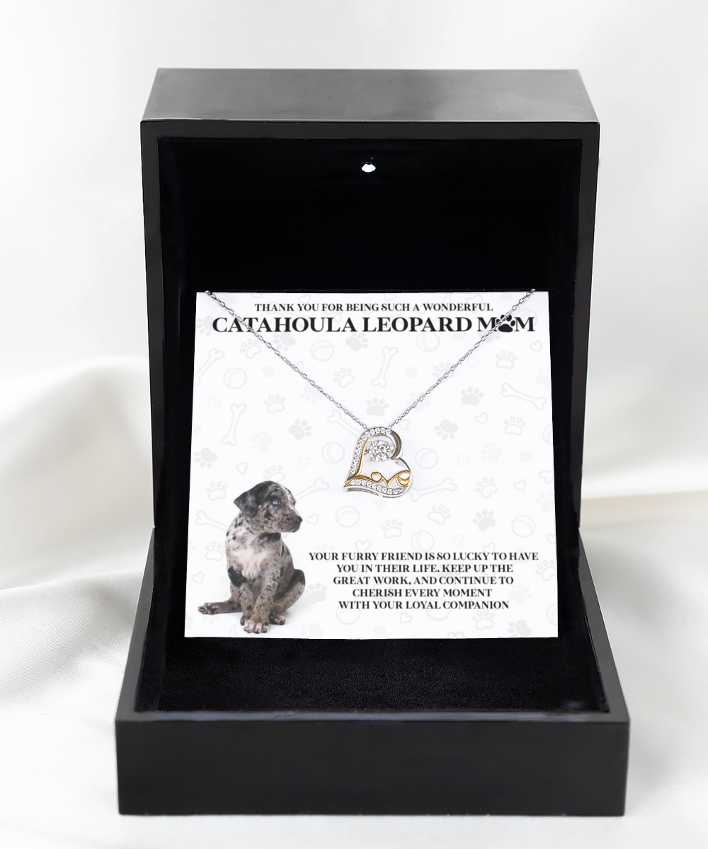 Catahoula Leopard Mom Love Dancing Necklace - Dog Mom Gifts For Women Birthday Christmas Mother's Day Gift Necklace For Catahoula Leopard Dog Lover