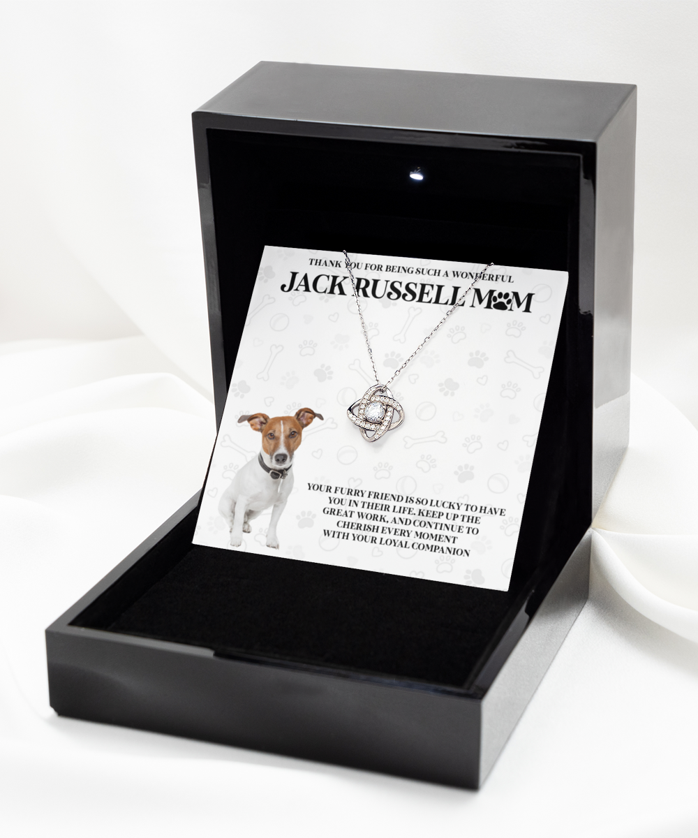 Jack Russell Mom Love Knot Silver Necklace - Dog Mom Gifts Necklace For Women Birthday Mother's Day Gift For Jack Russell Dog Lover