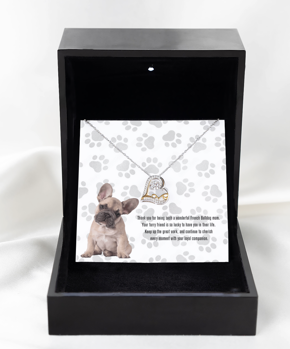French Bulldog Mom Love Dancing Necklace - Dog Mom Gifts For Women Birthday Christmas Mother's Day Gift Necklace For French Bulldog Dog Lover