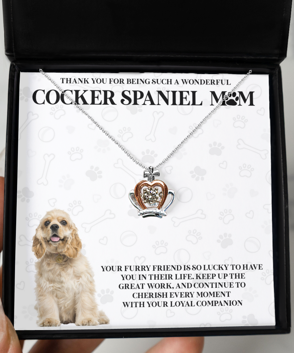 Cocker Spaniel Mom Crown Pendant Necklace - Dog Mom Gifts For Women Birthday Christmas Mother's Day Gift Necklace For Cocker Spaniel Dog Lover