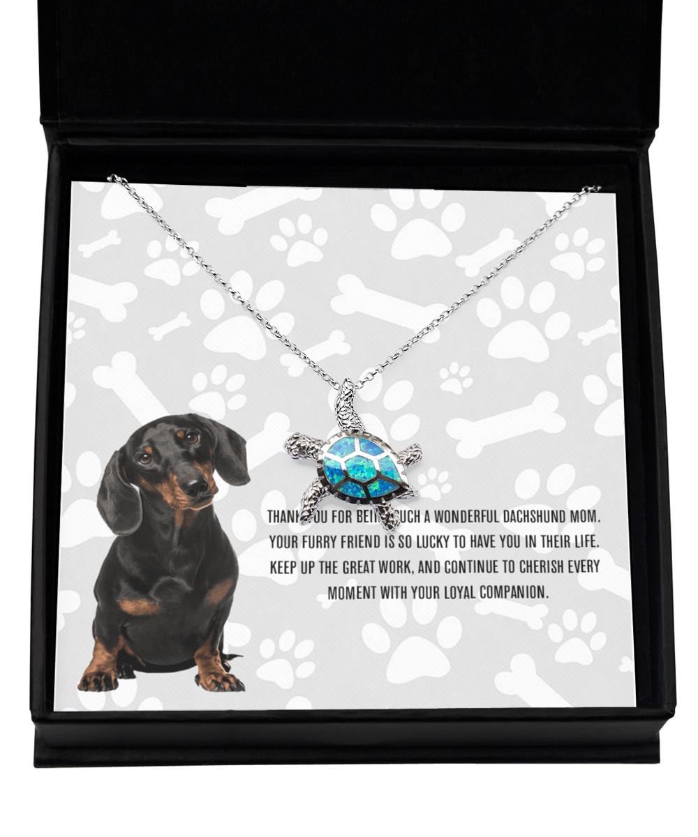 Dachshund Mom Opal Turtle Necklace - Dog Mom Gifts For Women Birthday Christmas Mother's Day Gift Necklace For Dachshund Dog Lover