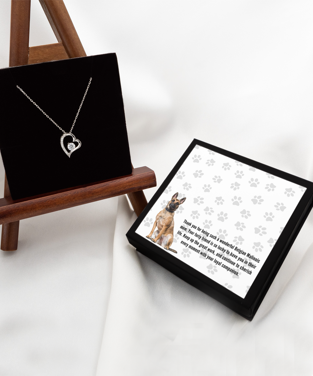 Belgian Malinois Mom Solitaire Crystal Necklace - Dog Mom Jewelry Gifts Necklace For Women Birthday Christmas Mother's Day Gift For Belgian Malinois Dog Lover