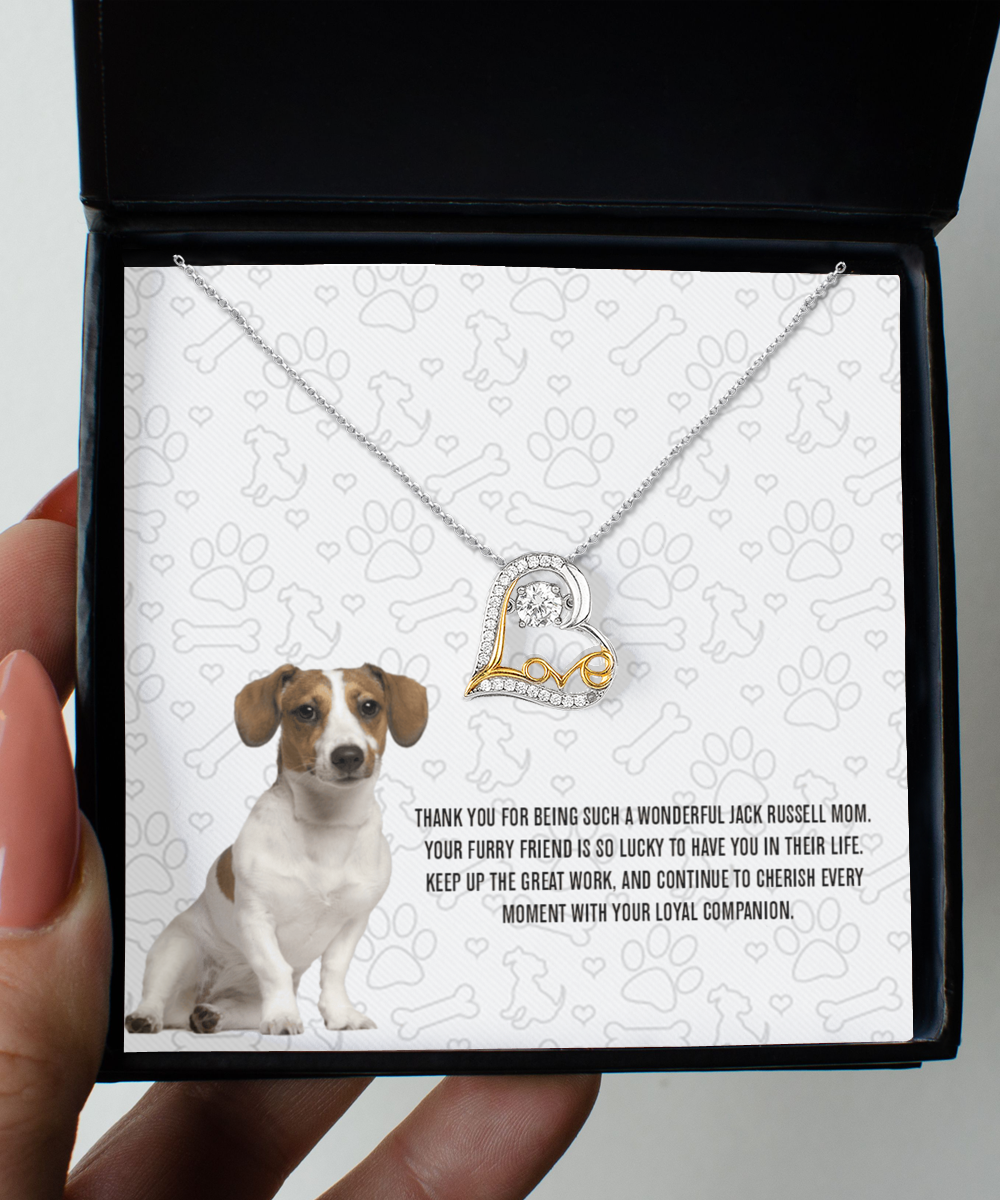 Jack Russell Mom Love Dancing Necklace - Dog Mom Gifts For Women Birthday Christmas Mother's Day Gift Necklace For Jack Russell Dog Lover