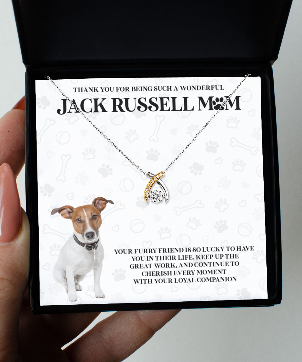 Jack Russell Mom Wishbone Dancing Necklace - Dog Mom Gifts For Women Birthday Christmas Mother's Day Gift Necklace For Jack Russell Dog Lover