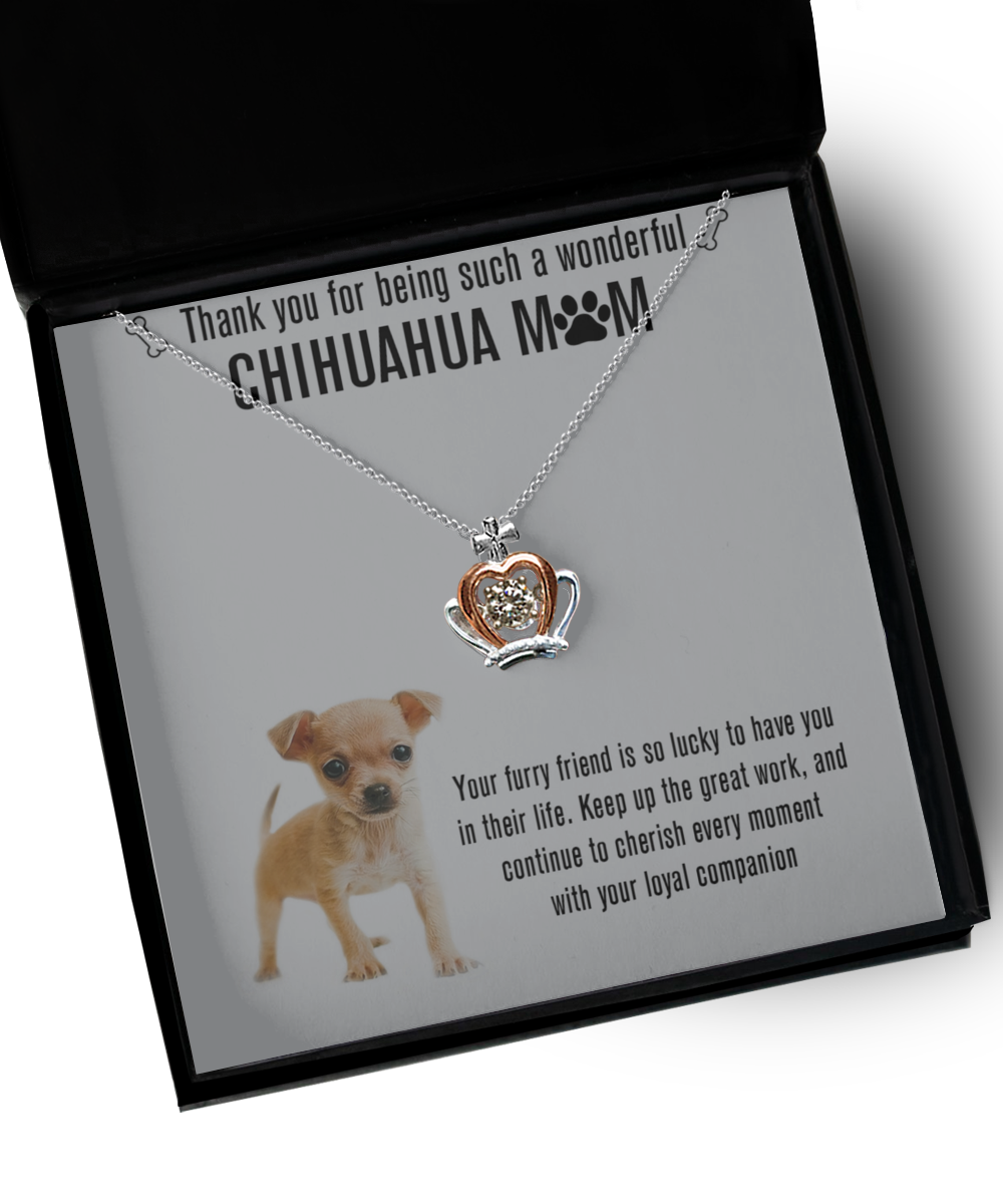 Chihuahua Mom Crown Pendant Necklace - Dog Mom Gifts For Women Birthday Christmas Mother's Day Gift Necklace For Chihuahua Dog Lover