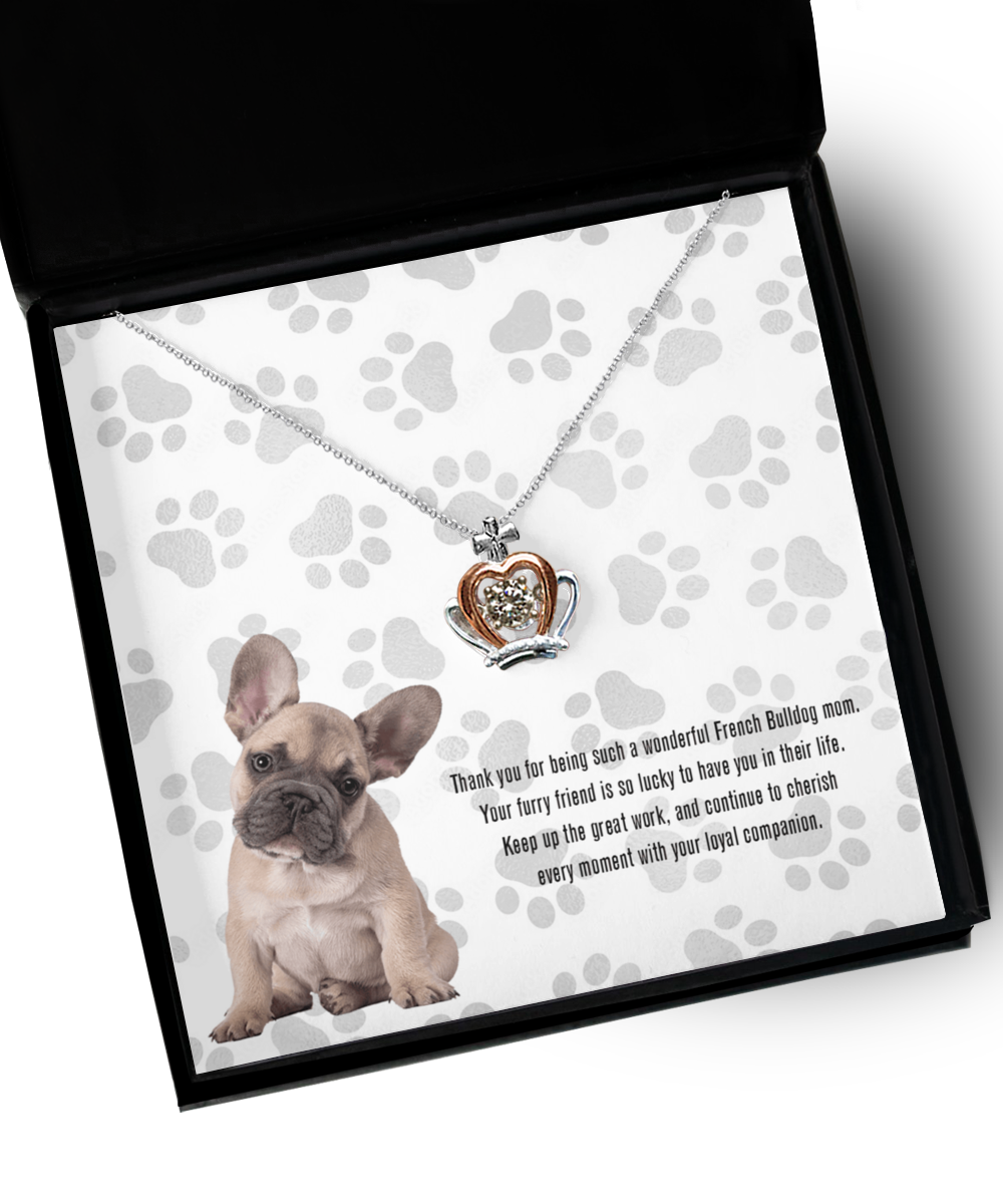 French Bulldog Mom Crown Pendant Necklace - Dog Mom Gifts For Women Birthday Christmas Mother's Day Gift Necklace For French Bulldog Dog Lover