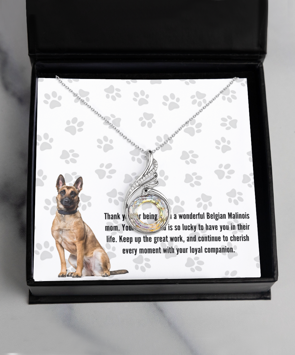 Belgian Malinois Mom Rising Phoenix Necklace - Dog Mom Gifts For Women Birthday Christmas Mother's Day Gift Necklace For Belgian Malinois Dog Lover