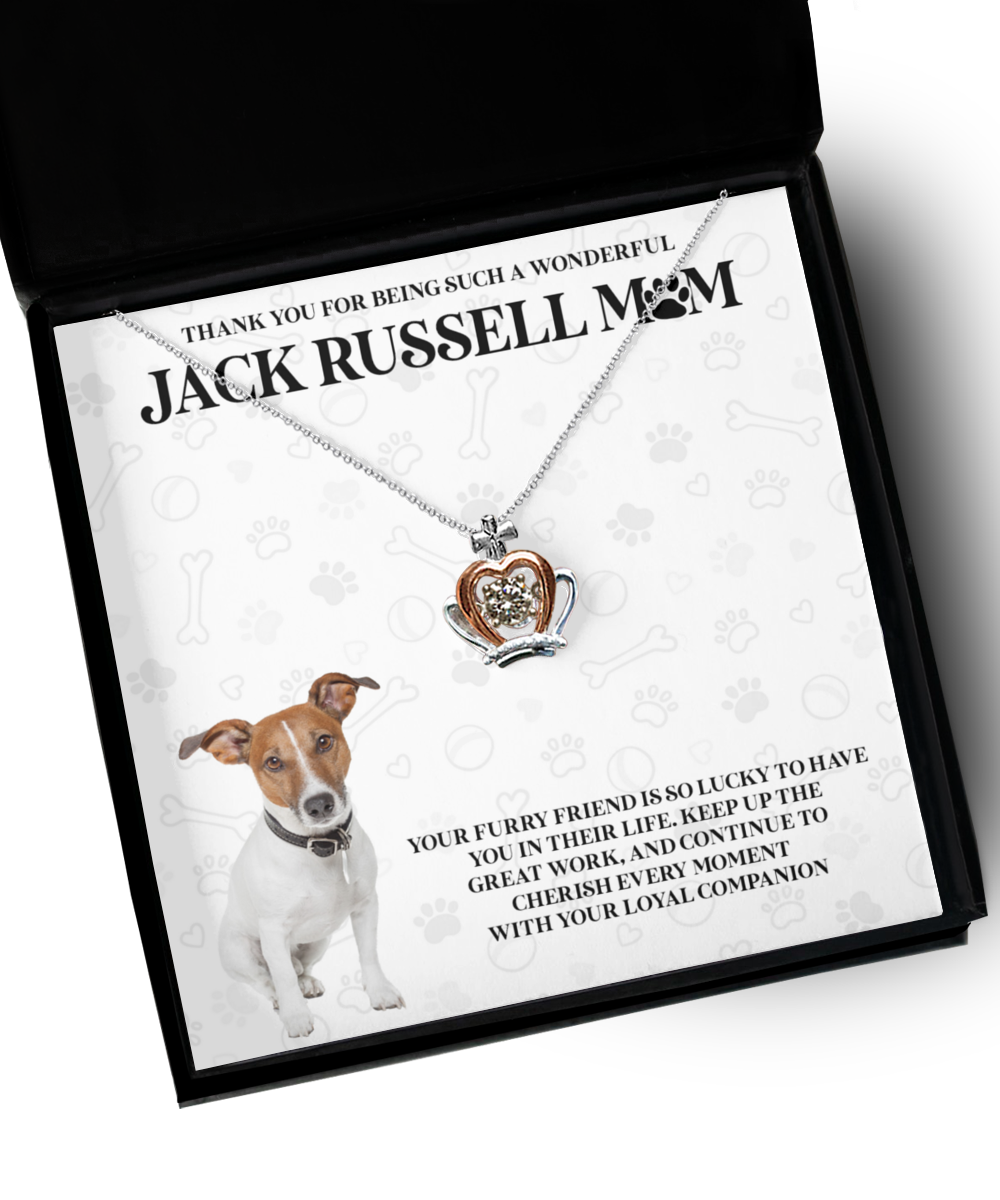 Jack Russell Mom Crown Pendant Necklace - Dog Mom Gifts For Women Birthday Christmas Mother's Day Gift Necklace For Jack Russell Dog Lover