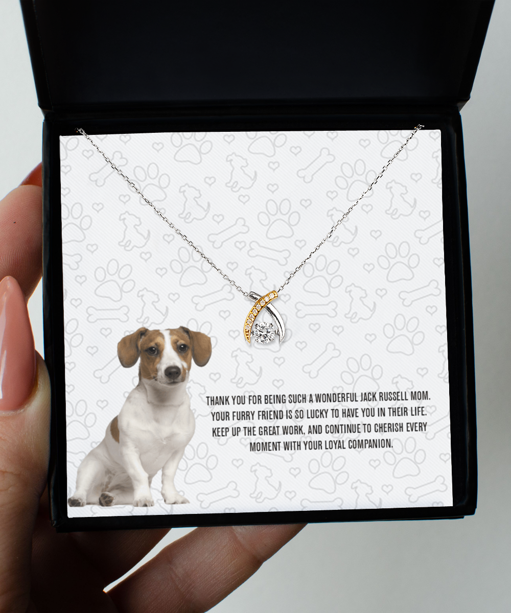 Jack Russell Mom Wishbone Dancing Necklace - Dog Mom Gifts For Women Birthday Christmas Mother's Day Gift Necklace For Jack Russell Dog Lover