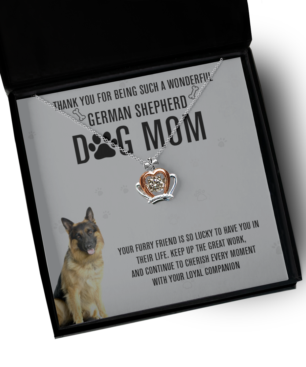 German Shepherd Mom Crown Pendant Necklace - Dog Mom Gifts For Women Birthday Christmas Mother's Day Gift Necklace For German Shepherd Dog Lover