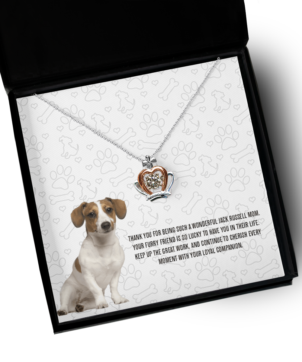 Jack Russell Mom Crown Pendant Necklace - Dog Mom Gifts For Women Birthday Christmas Mother's Day Gift Necklace For Jack Russell Dog Lover