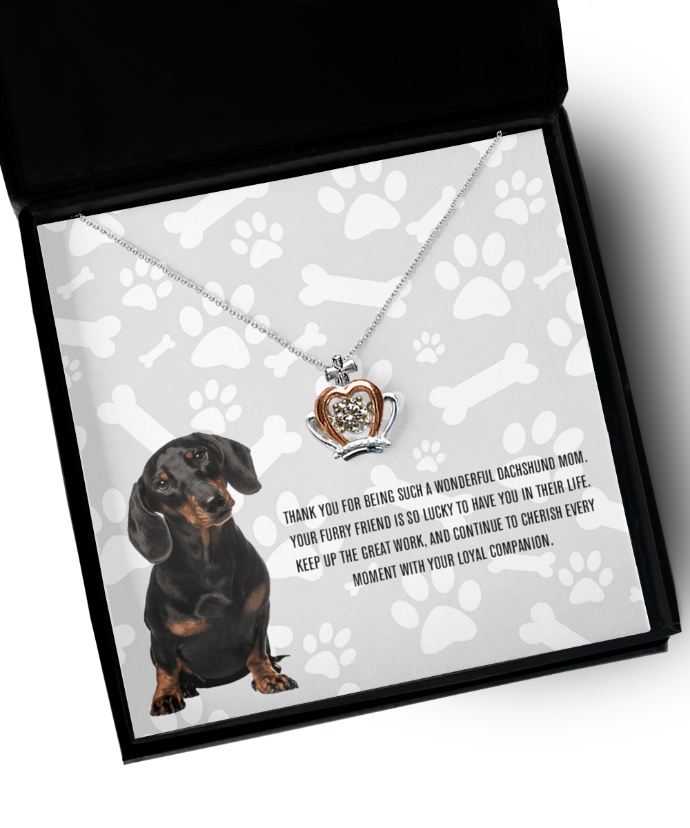 Dachshund Mom Crown Pendant Necklace - Dog Mom Gifts For Women Birthday Christmas Mother's Day Gift Necklace For Dachshund Dog Lover