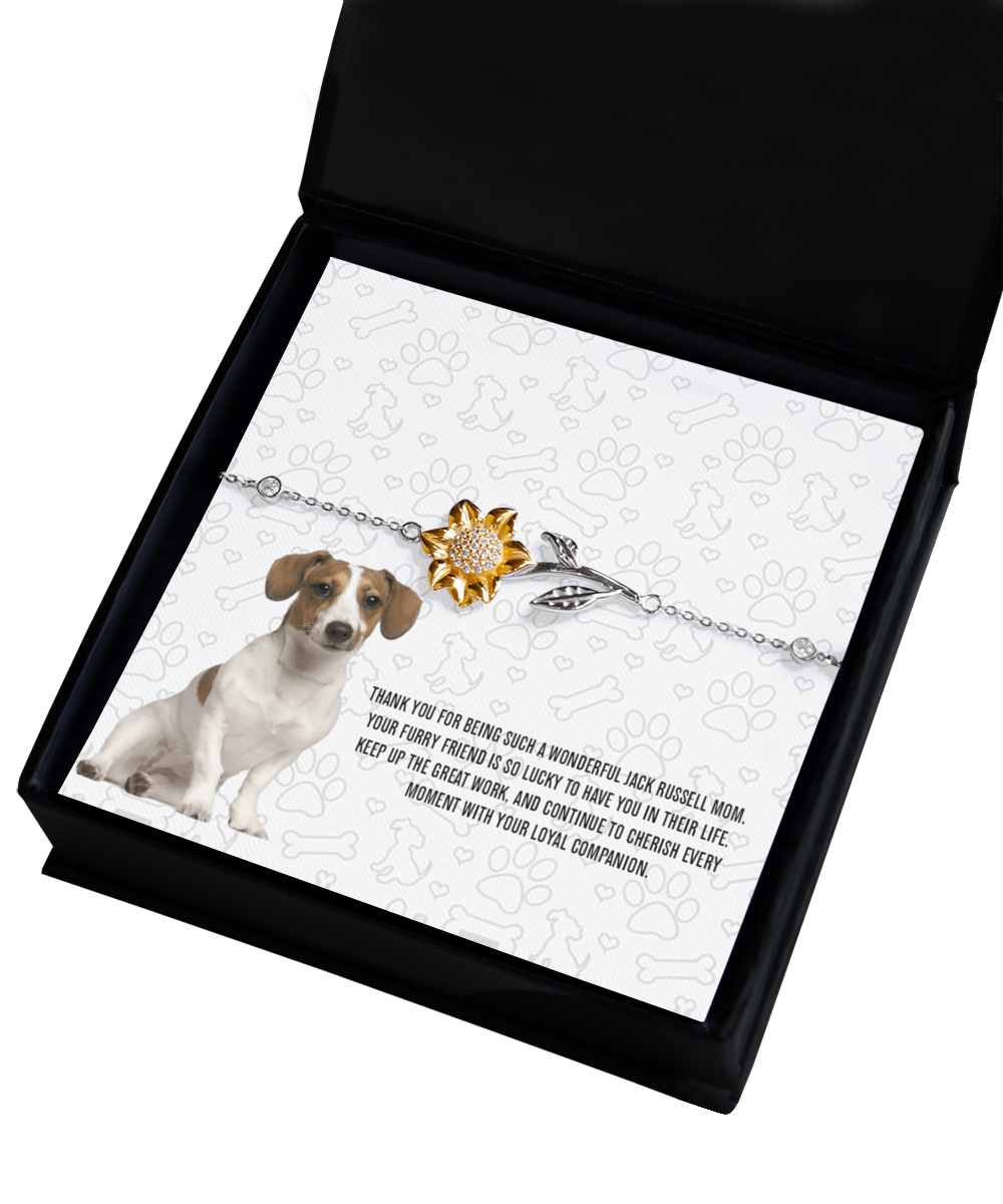 Jack Russell Mom Sunflower Bracelet - Dog Mom Gifts For Women Birthday Christmas Mother's Day Jewelry Gift For Jack Russell Dog Lover