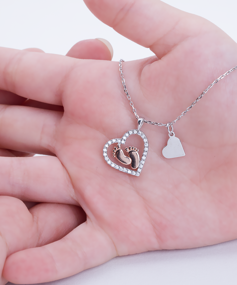 Baby Feet Necklace With Heart