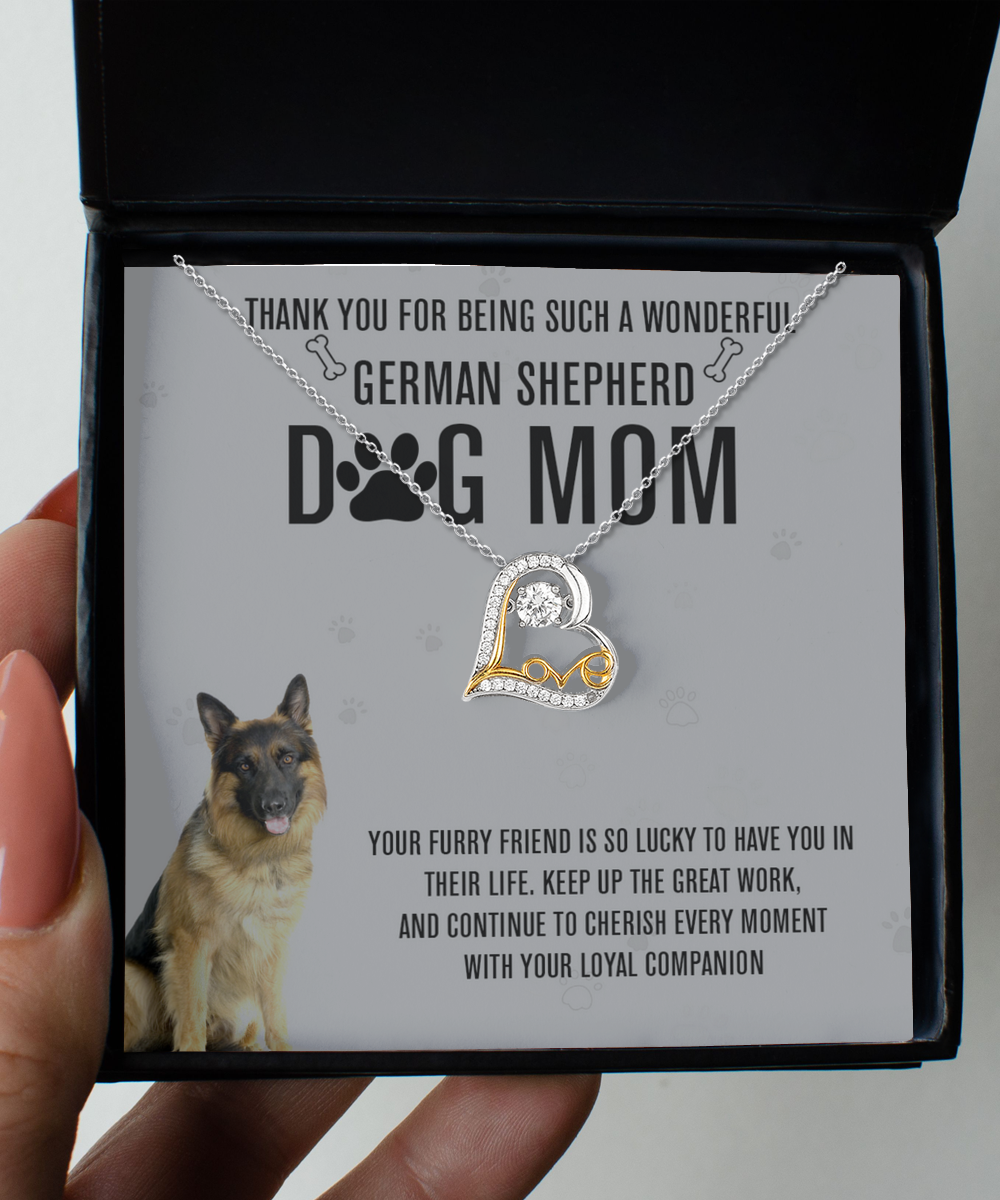 German Shepherd Mom Love Dancing Necklace - Dog Mom Gifts For Women Birthday Christmas Mother's Day Gift Necklace For German Shepherd Dog Lover