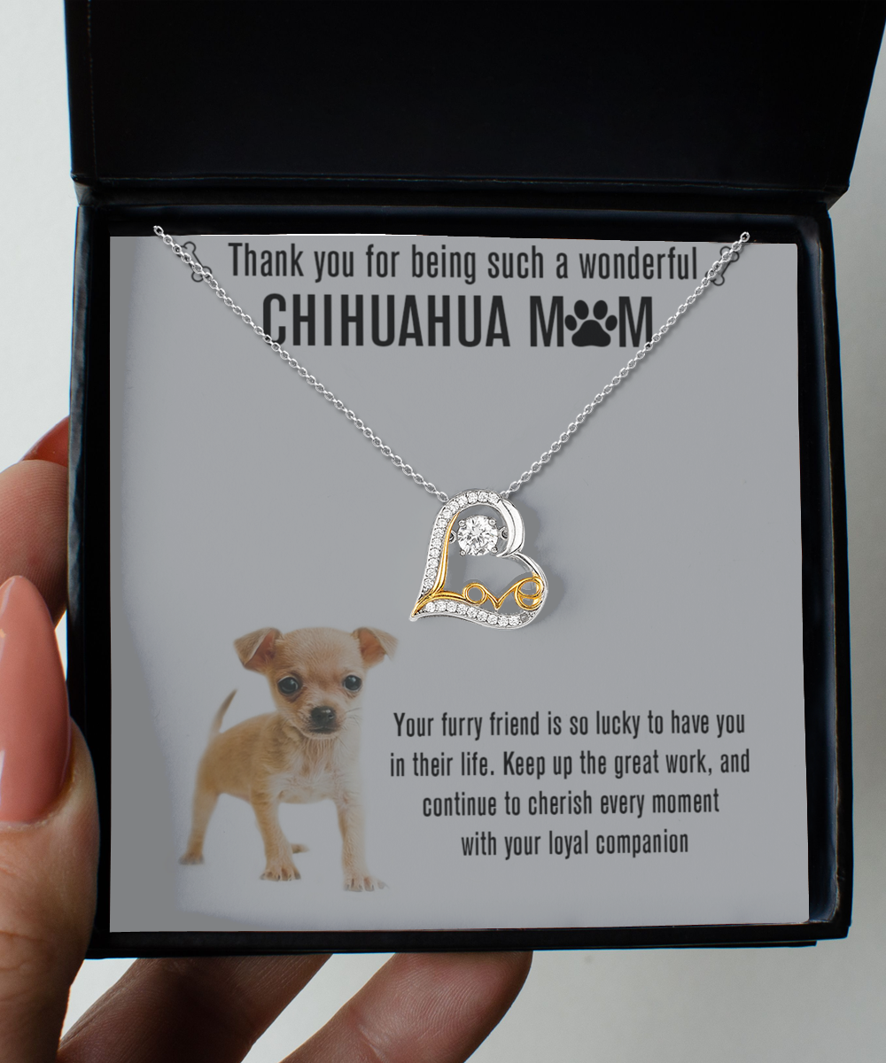 Chihuahua Mom Love Dancing Necklace - Dog Mom Gifts For Women Birthday Christmas Mother's Day Gift Necklace For Chihuahua Dog Lover